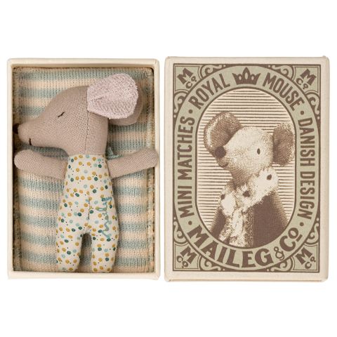 Sleepy/Wakey Baby Mouse in Matchbox - Blue