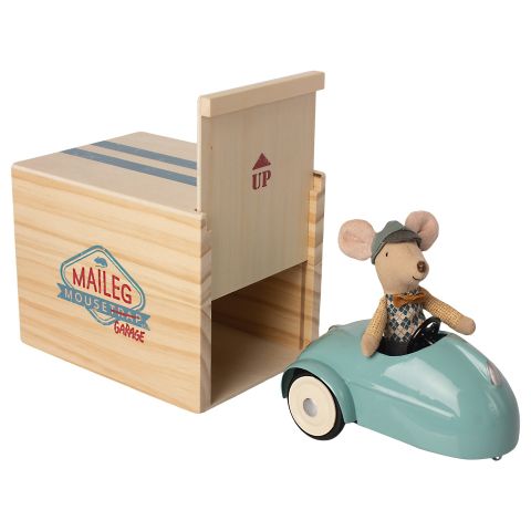 Maileg Little Brother Mouse with Garage - Blue