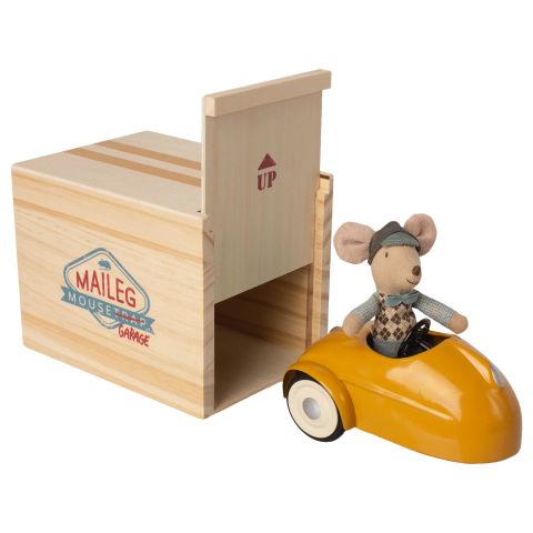 Maileg Little Brother Mouse with Garage - Yellow