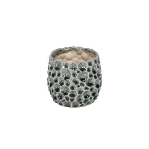 Ceramic Grey Crater Plant Pot - Small