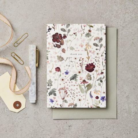 Pressed Floral Thank You Card