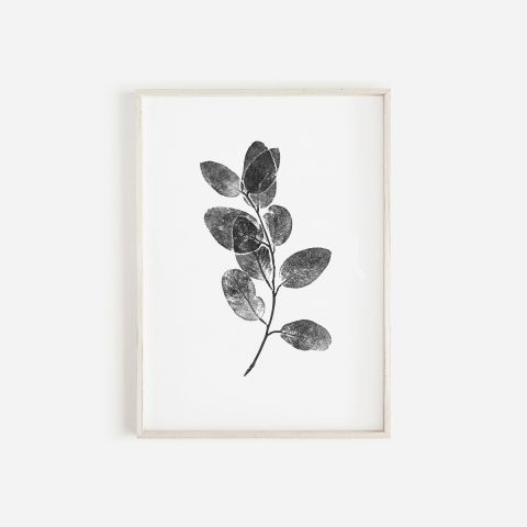 Eucalyptus Leaves Print in Black | Botanical Wall Art A4