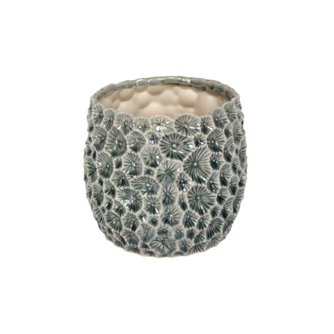 Ceramic Grey Crater Plant Pot - Large