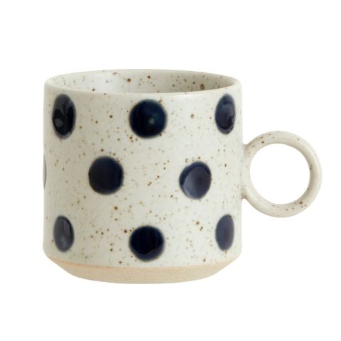 Grainy Mug - Sand/DarK Blue Dot