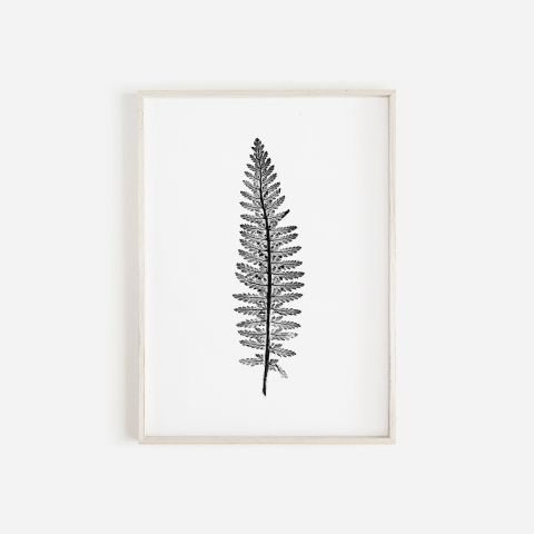 Tall Fern Leaf Monochrome Print | Botanical Wall Art A4