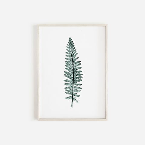 Tall Fern Leaf Monoprint Green | Botanical Wall Art A4